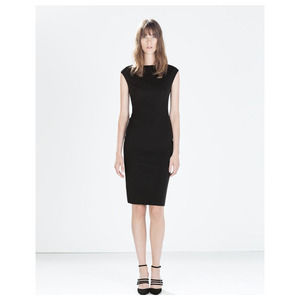 NEW Zara Black Boat Neck Pencil Dress Size Medium